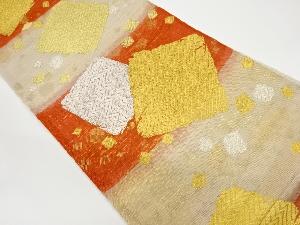 リサイクル　 紗 色紙散らし模様織出し袋帯